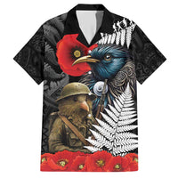 Kiwi-Tui Bird Soldier ANZAC Day Personalised Hawaiian Shirt Maori Silver Fern Motif