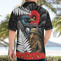 Kiwi-Tui Bird Soldier ANZAC Day Personalised Hawaiian Shirt Maori Silver Fern Motif