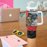 Kiwi-Tui Bird Soldier ANZAC Day Personalised Tumbler With Handle Maori Silver Fern Motif