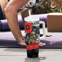Kiwi-Tui Bird Soldier ANZAC Day Personalised Tumbler With Handle Maori Silver Fern Motif