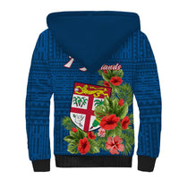 Polynesian Pride Fiji Sherpa Hoodie Tropical Flowers and Tapa Pattern LT9 - Polynesian Pride