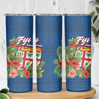 Fiji Island Tropical Flowers and Tapa Pattern Skinny Tumbler LT9 - Polynesian Pride