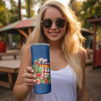 Fiji Island Tropical Flowers and Tapa Pattern Skinny Tumbler LT9 - Polynesian Pride