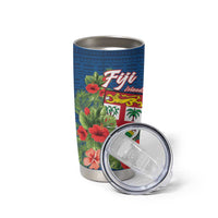 Fiji Island Tropical Flowers and Tapa Pattern Tumbler Cup LT9 - Polynesian Pride