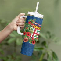 Personalised Fiji Island Tropical Flowers and Tapa Pattern Tumbler With Handle LT9 - Polynesian Pride