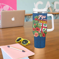 Personalised Fiji Island Tropical Flowers and Tapa Pattern Tumbler With Handle LT9 - Polynesian Pride