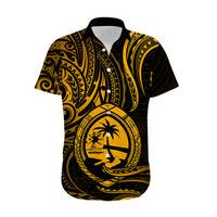 Polynesian Pride Guam Hawaiian Shirt With Polynesian Tribal Tattoo and Coat of Arms Gold Version LT9 - Polynesian Pride