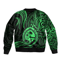 Polynesian Pride Guam Bomber Jacket With Polynesian Tribal Tattoo and Coat of Arms Green Version LT9 - Polynesian Pride