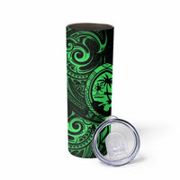 Polynesian Guam Coat of Arms Skinny Tumbler Polynesian Tribal Tattoo Green Version