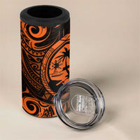 Polynesian Guam Coat of Arms 4 in 1 Can Cooler Tumbler Polynesian Tribal Tattoo Orange Version