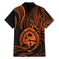 Polynesian Guam Coat of Arms Family Matching Long Sleeve Bodycon Dress and Hawaiian Shirt Polynesian Tribal Tattoo Orange Version LT9 - Polynesian Pride