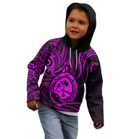 Polynesian Pride Guam Kid Hoodie With Polynesian Tribal Tattoo and Coat of Arms Purple Version LT9 - Polynesian Pride