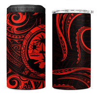 Polynesian Guam Coat of Arms 4 in 1 Can Cooler Tumbler Polynesian Tribal Tattoo Red Version
