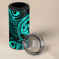 Polynesian Guam Coat of Arms 4 in 1 Can Cooler Tumbler Polynesian Tribal Tattoo Turquoise Version