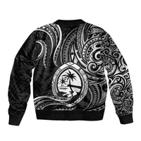 Polynesian Pride Guam Sleeve Zip Bomber Jacket With Polynesian Tribal Tattoo and Coat of Arms Black Version LT9 - Polynesian Pride