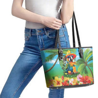 Always 5 O'clock Leather Tote Bag Hawaiian Tropical Parrot - Polynesian Pride
