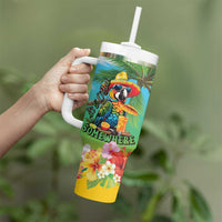 Always 5 O'clock Tumbler With Handle Hawaiian Tropical Parrot - Polynesian Pride