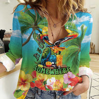 Always 5 O'clock Women Casual Shirt Hawaiian Tropical Parrot - Polynesian Pride