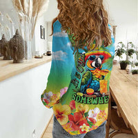 Always 5 O'clock Women Casual Shirt Hawaiian Tropical Parrot - Polynesian Pride
