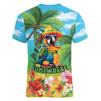 Always 5 O'clock Women V-Neck T-Shirt Hawaiian Tropical Parrot LT9 - Polynesian Pride