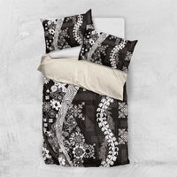 Hawaii Puakenikeni and Maile Lei Bedding Set Black Japanese Wave Style - Polynesian Pride