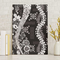 Hawaii Puakenikeni and Maile Lei Canvas Wall Art Black Japanese Wave Style LT9 Without Frame Black - Polynesian Pride