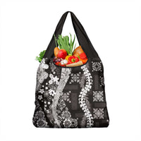 Hawaii Puakenikeni and Maile Lei Grocery Bag Black Japanese Wave Style LT9 1-pack One Size Black - Polynesian Pride