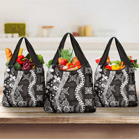 Hawaii Puakenikeni and Maile Lei Grocery Bag Black Japanese Wave Style LT9 3-pack One Size Black - Polynesian Pride