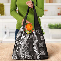 Hawaii Puakenikeni and Maile Lei Grocery Bag Black Japanese Wave Style LT9 - Polynesian Pride