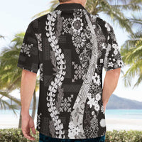 Hawaii Puakenikeni and Maile Lei Hawaiian Shirt Black Japanese Wave Style - Polynesian Pride