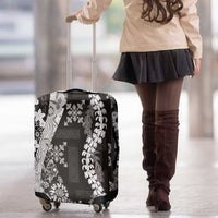 Hawaii Puakenikeni and Maile Lei Luggage Cover Black Japanese Wave Style - Polynesian Pride