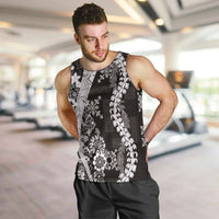 Hawaii Puakenikeni and Maile Lei Men Tank Top Black Japanese Wave Style LT9 Black - Polynesian Pride