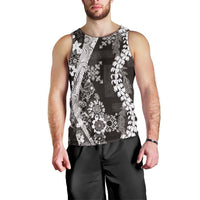 Hawaii Puakenikeni and Maile Lei Men Tank Top Black Japanese Wave Style LT9 - Polynesian Pride