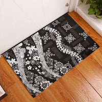 Hawaii Puakenikeni and Maile Lei Rubber Doormat Black Japanese Wave Style LT9 - Polynesian Pride