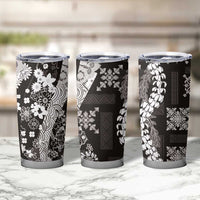 Hawaii Puakenikeni and Maile Lei Tumbler Cup Black Japanese Wave Style - Polynesian Pride