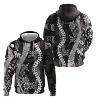 Hawaii Puakenikeni and Maile Lei Zip Hoodie Black Japanese Wave Style - Polynesian Pride