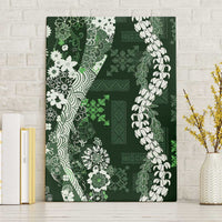 Hawaii Puakenikeni and Maile Lei Canvas Wall Art Green Japanese Wave Style LT9 Without Frame Green - Polynesian Pride