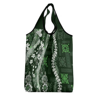 Hawaii Puakenikeni and Maile Lei Grocery Bag Green Japanese Wave Style LT9 - Polynesian Pride