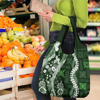 Hawaii Puakenikeni and Maile Lei Grocery Bag Green Japanese Wave Style LT9 - Polynesian Pride