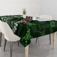 Hawaii Puakenikeni and Maile Lei Tablecloth Green Japanese Wave Style LT9 - Polynesian Pride