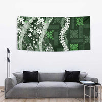 Hawaii Puakenikeni and Maile Lei Tapestry Green Japanese Wave Style - Polynesian Pride