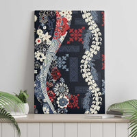 Hawaii Puakenikeni and Maile Lei Canvas Wall Art Navy Blue Japanese Wave Style LT9 - Polynesian Pride