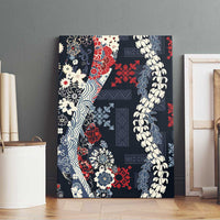 Hawaii Puakenikeni and Maile Lei Canvas Wall Art Navy Blue Japanese Wave Style LT9 - Polynesian Pride