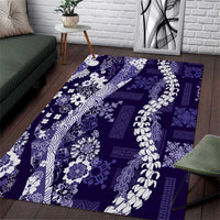 Hawaii Puakenikeni and Maile Lei Area Rug Purple Japanese Wave Style - Polynesian Pride