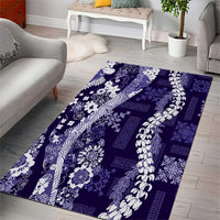 Hawaii Puakenikeni and Maile Lei Area Rug Purple Japanese Wave Style - Polynesian Pride
