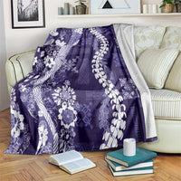 Hawaii Puakenikeni and Maile Lei Blanket Purple Japanese Wave Style - Polynesian Pride