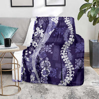 Hawaii Puakenikeni and Maile Lei Blanket Purple Japanese Wave Style - Polynesian Pride