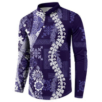 Hawaii Puakenikeni and Maile Lei Button Sweatshirt Purple Japanese Wave Style LT9 - Polynesian Pride