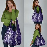 Hawaii Puakenikeni and Maile Lei Grocery Bag Purple Japanese Wave Style LT9 - Polynesian Pride