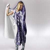 Hawaii Puakenikeni and Maile Lei Hooded Blanket Purple Japanese Wave Style - Polynesian Pride